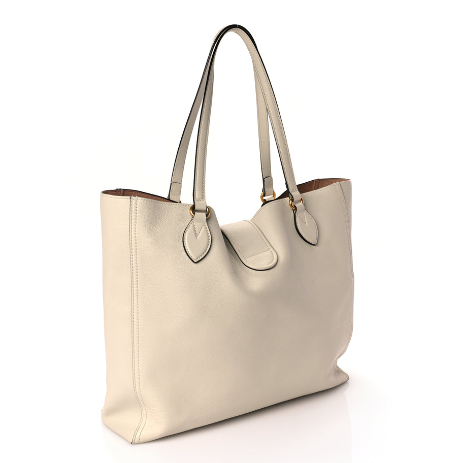 Gucci New Sakai Calfskin Lux Medium Dahlia Tote  Mystic White Image 3
