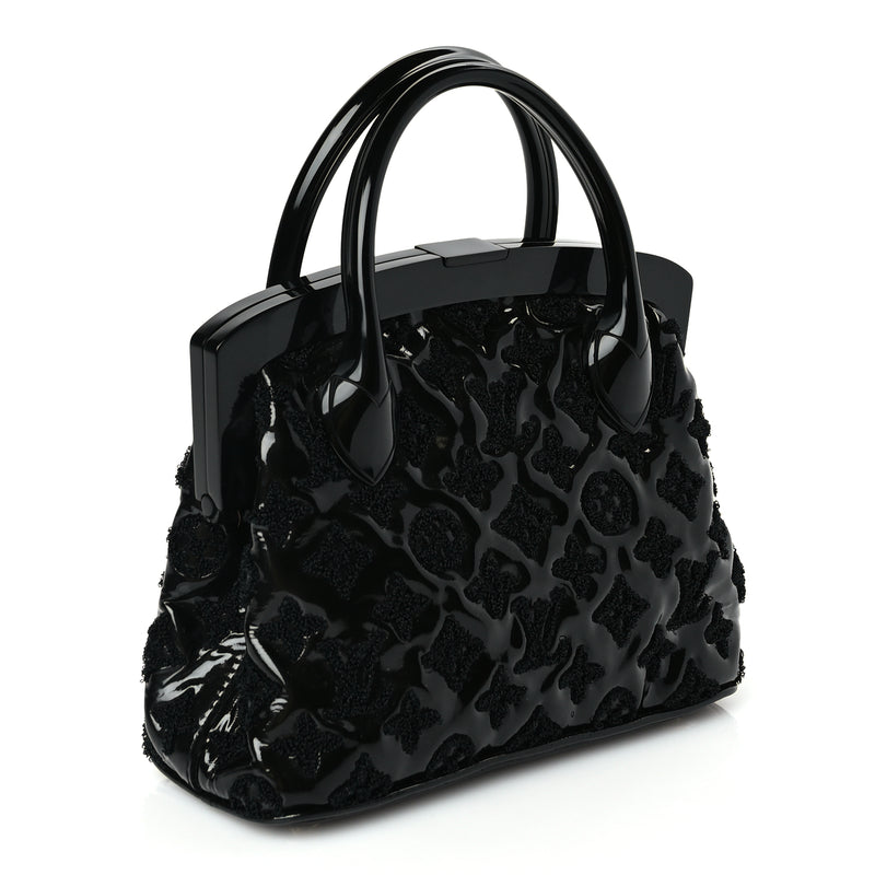  Louis Vuitton Patent Lambskin Fascination Lockit BB Frame Black