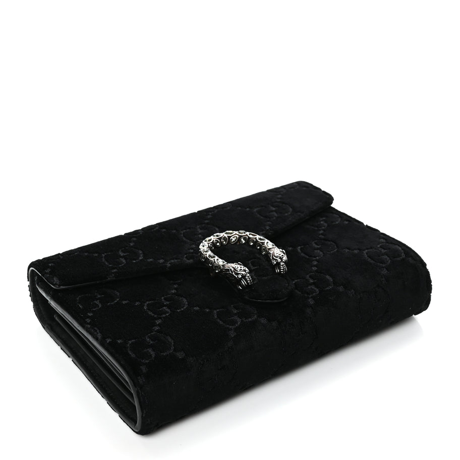 Gucci Velvet GG Monogram Mini Dionysus Chain Wallet Black Image 3