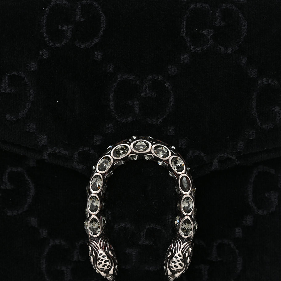 Gucci Velvet GG Monogram Mini Dionysus Chain Wallet Black Image 5