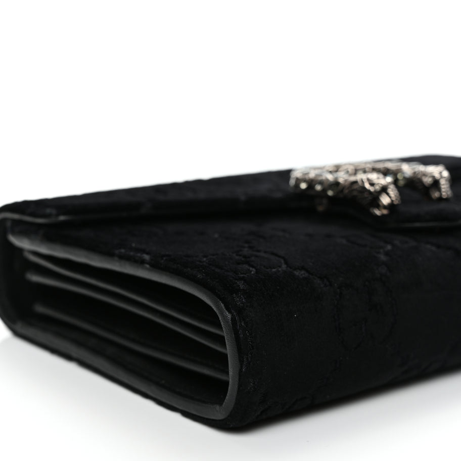 Gucci Velvet GG Monogram Mini Dionysus Chain Wallet Black Image 6