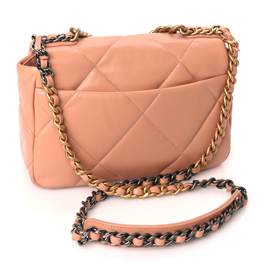 Chanel Lambskin Quilted Medium Chanel 19 Flap Beige Image 2