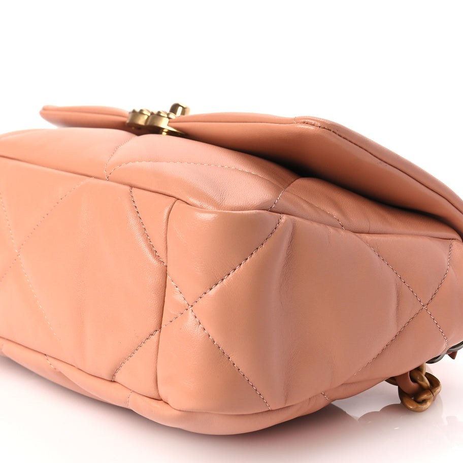 Chanel Lambskin Quilted Medium Chanel 19 Flap Beige Image 9