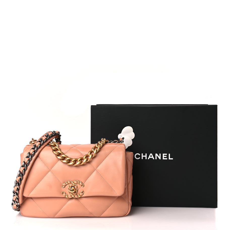 Chanel Lambskin Quilted Medium Chanel 19 Flap Beige Image 10