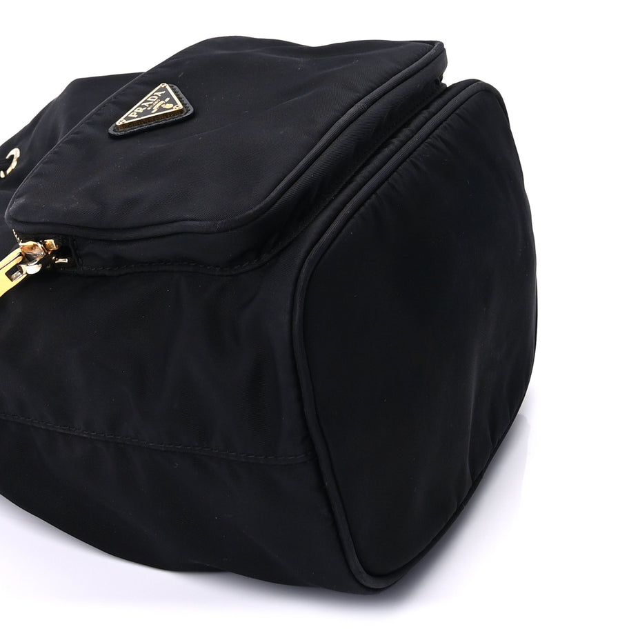 Prada Nylon Vela Saffiano Mini Bucket Crossbody Bag  Black Image 7