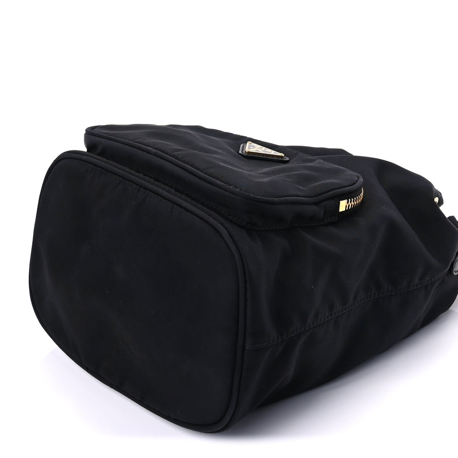 Prada Nylon Vela Saffiano Mini Bucket Crossbody Bag  Black Image 8