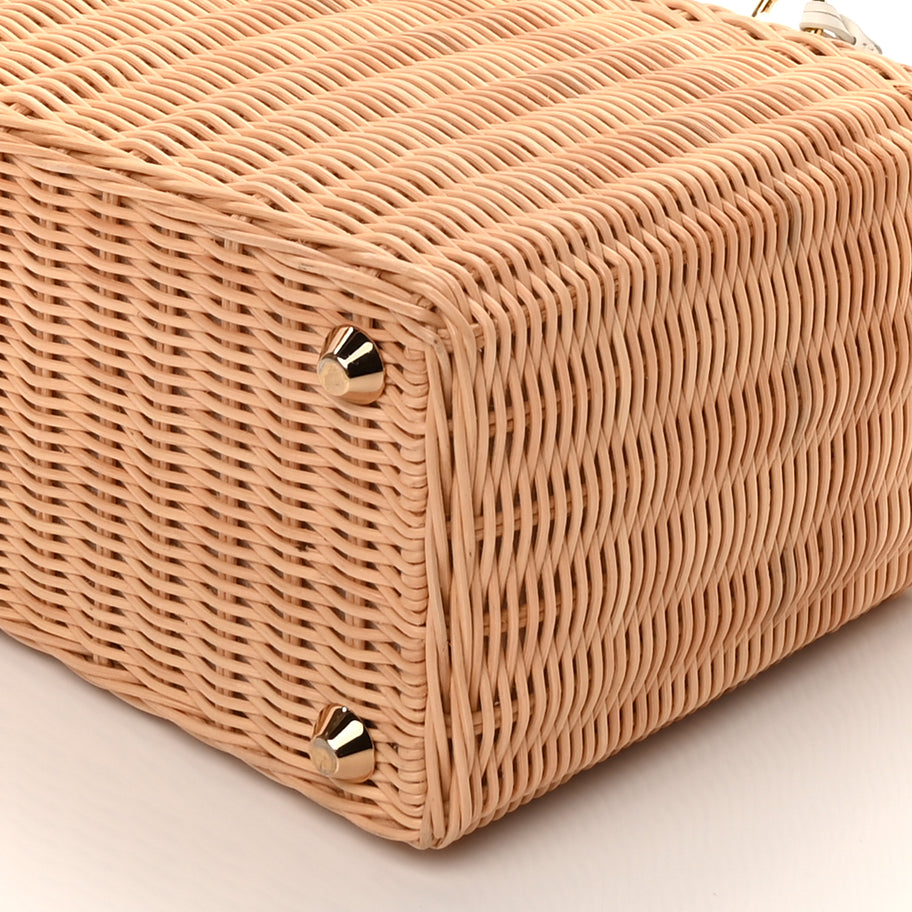 Prada Wicker Canvas Tote Naturale White Image 8