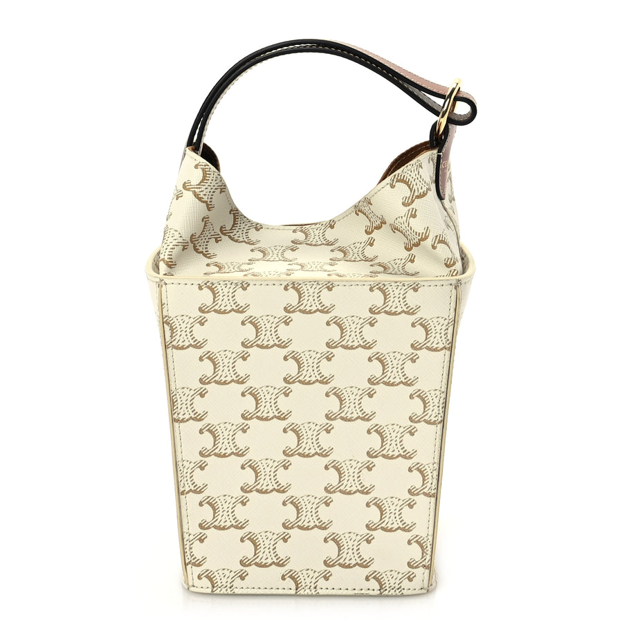 Celine Triomphe Canvas Calfskin Strap Box Bag White Image 1