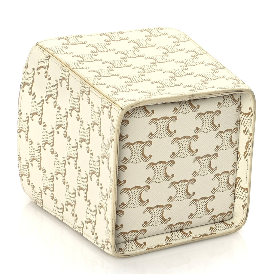 Celine Triomphe Canvas Calfskin Strap Box Bag White Image 3