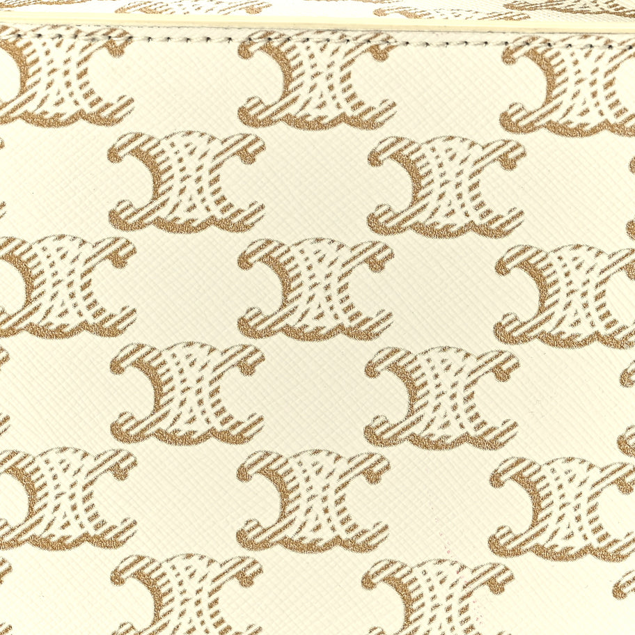 Celine Triomphe Canvas Calfskin Strap Box Bag White Image 6