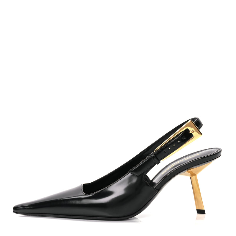  Saint Laurent Vitello Marilyn Lee 75 Slingback Pumps 36 Black