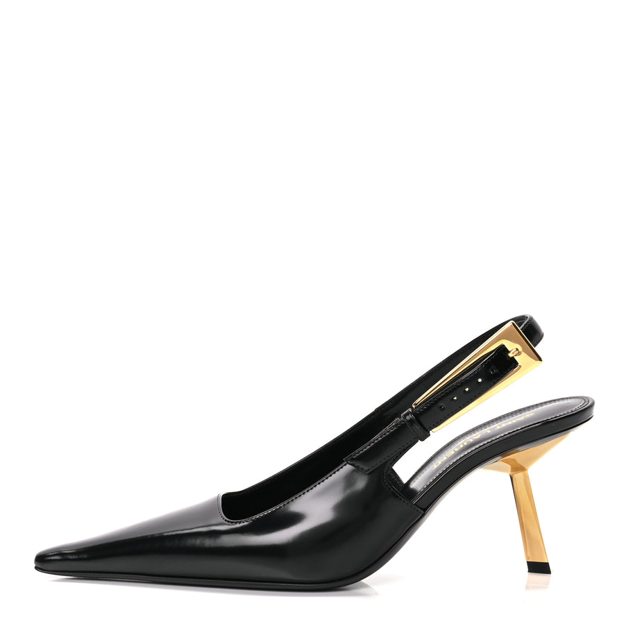 Saint Laurent Vitello Marilyn Lee 75 Slingback Pumps 36 Black Image 1