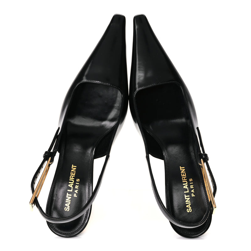  Saint Laurent Vitello Marilyn Lee 75 Slingback Pumps 36 Black