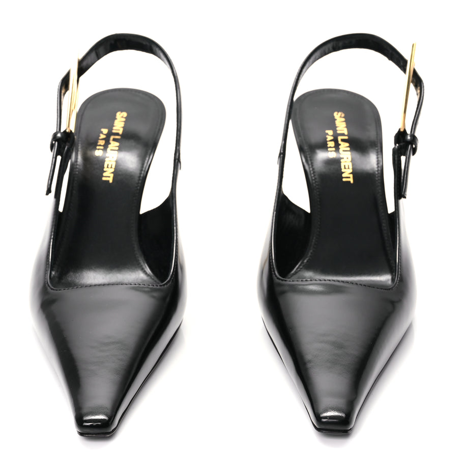 Saint Laurent Vitello Marilyn Lee 75 Slingback Pumps 36 Black Image 3