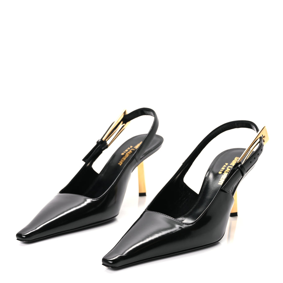 Saint Laurent Vitello Marilyn Lee 75 Slingback Pumps 36 Black Image 4