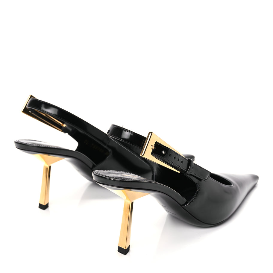 Saint Laurent Vitello Marilyn Lee 75 Slingback Pumps 36 Black Image 5