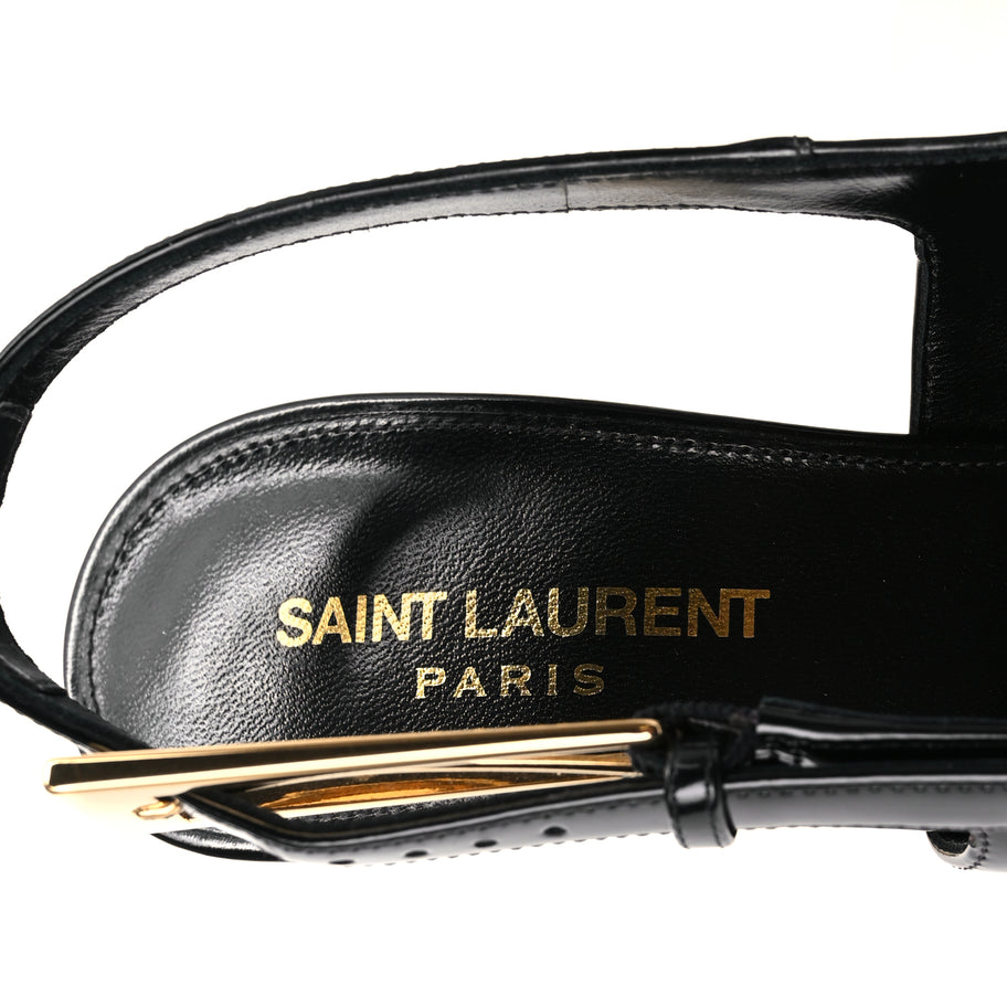 Saint Laurent Vitello Marilyn Lee 75 Slingback Pumps 36 Black Image 8