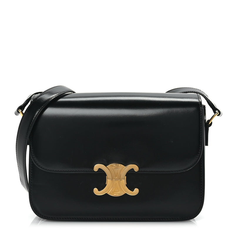  Celine Shiny Calfskin Medium Triomphe Black
