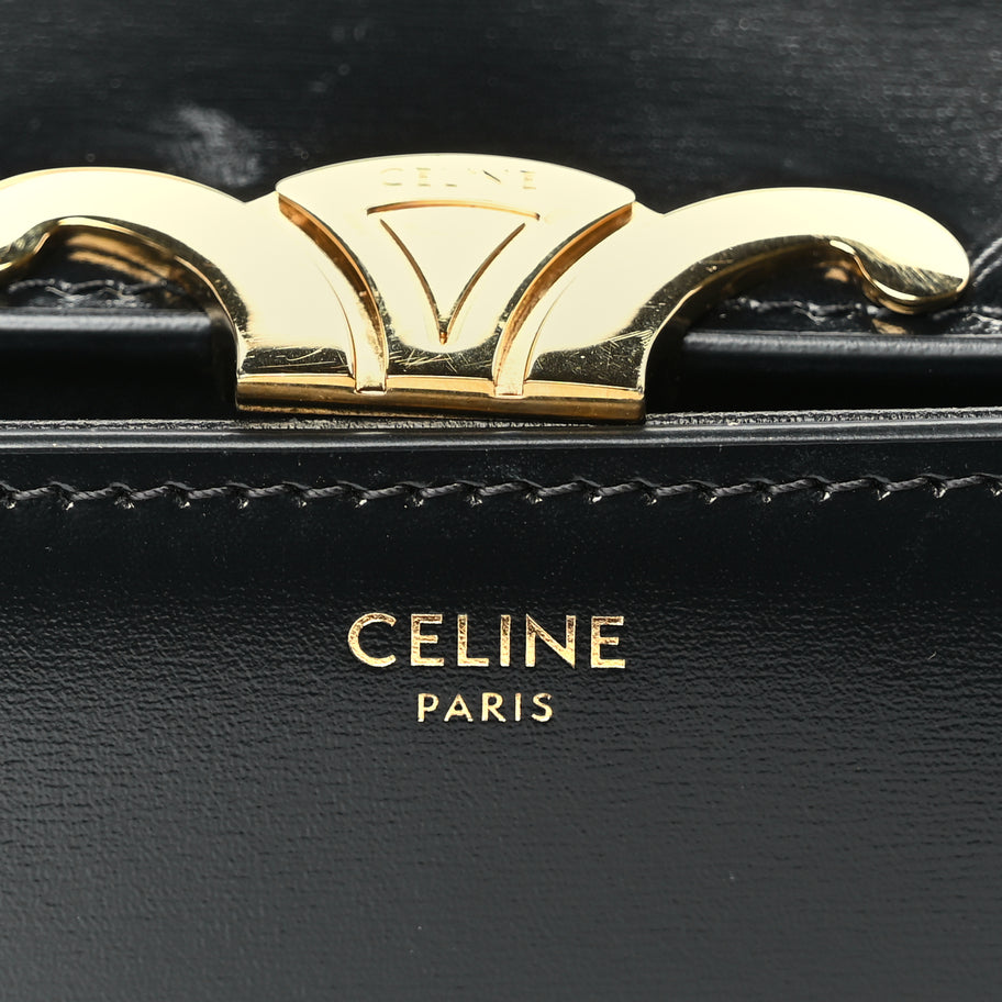 Celine Shiny Calfskin Medium Triomphe Black Image 5