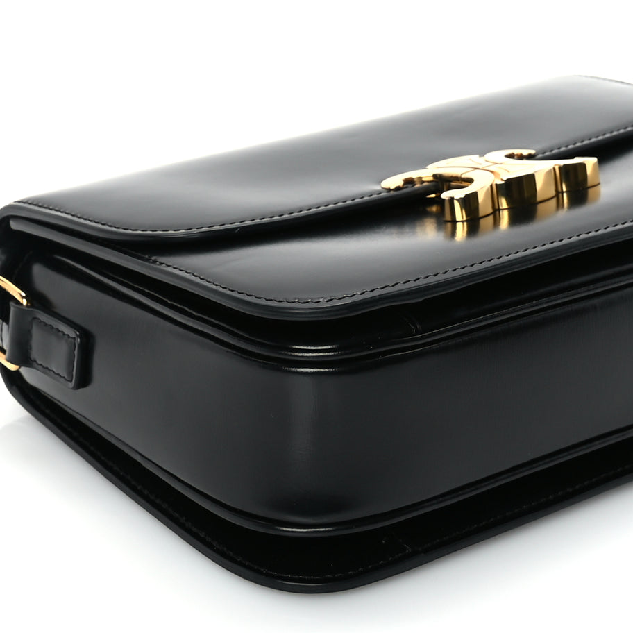 Celine Shiny Calfskin Medium Triomphe Black Image 7