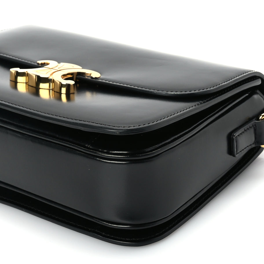 Celine Shiny Calfskin Medium Triomphe Black Image 8