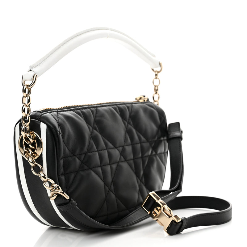  Christian Dior Lambskin Cannage Small Dior Vibe Hobo Bag Black