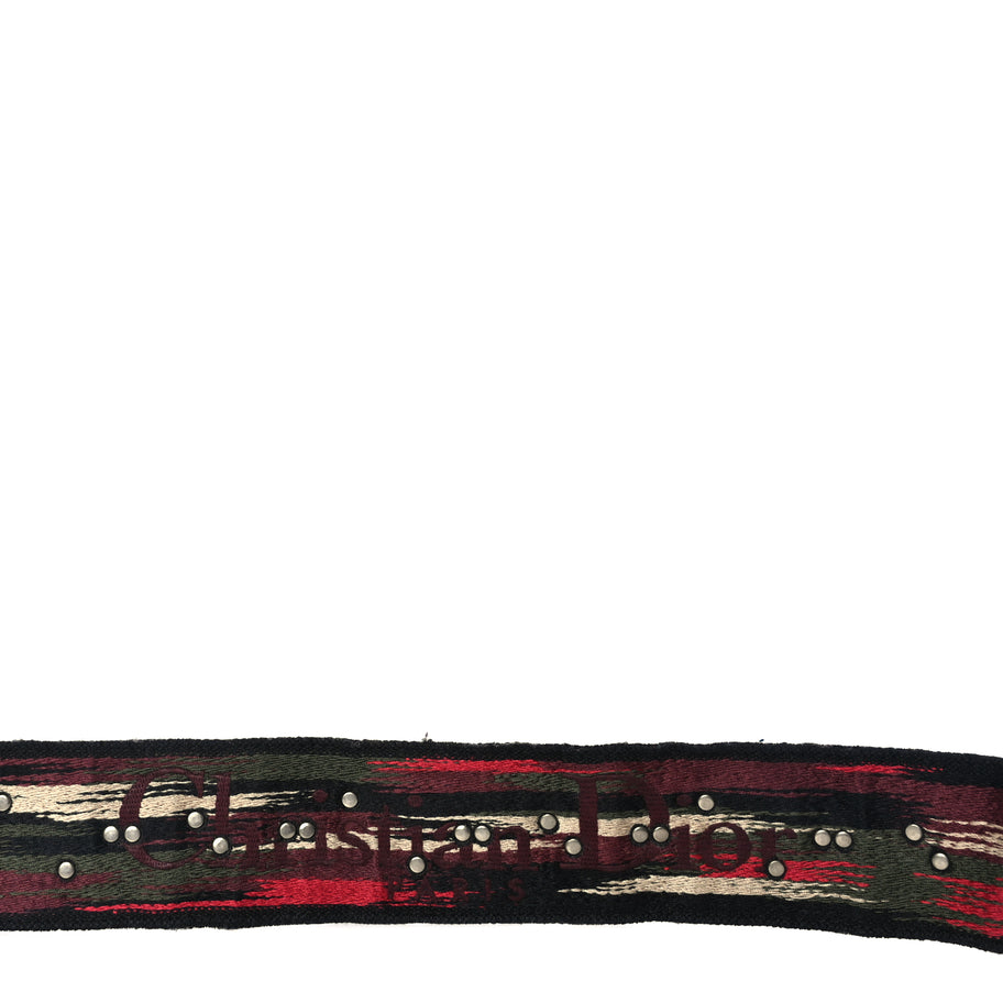 Christian Dior Canvas Embroidered Studded Bohemian Shoulder Strap Red Image 5