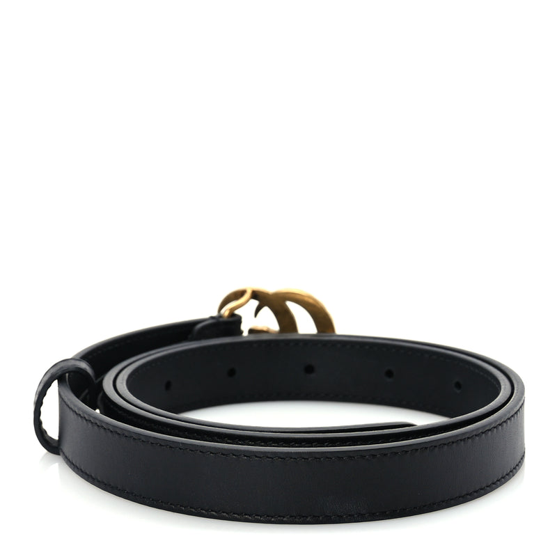  Gucci Moon Calfskin Pearl Double G 20mm Belt 80 32  Black Cream