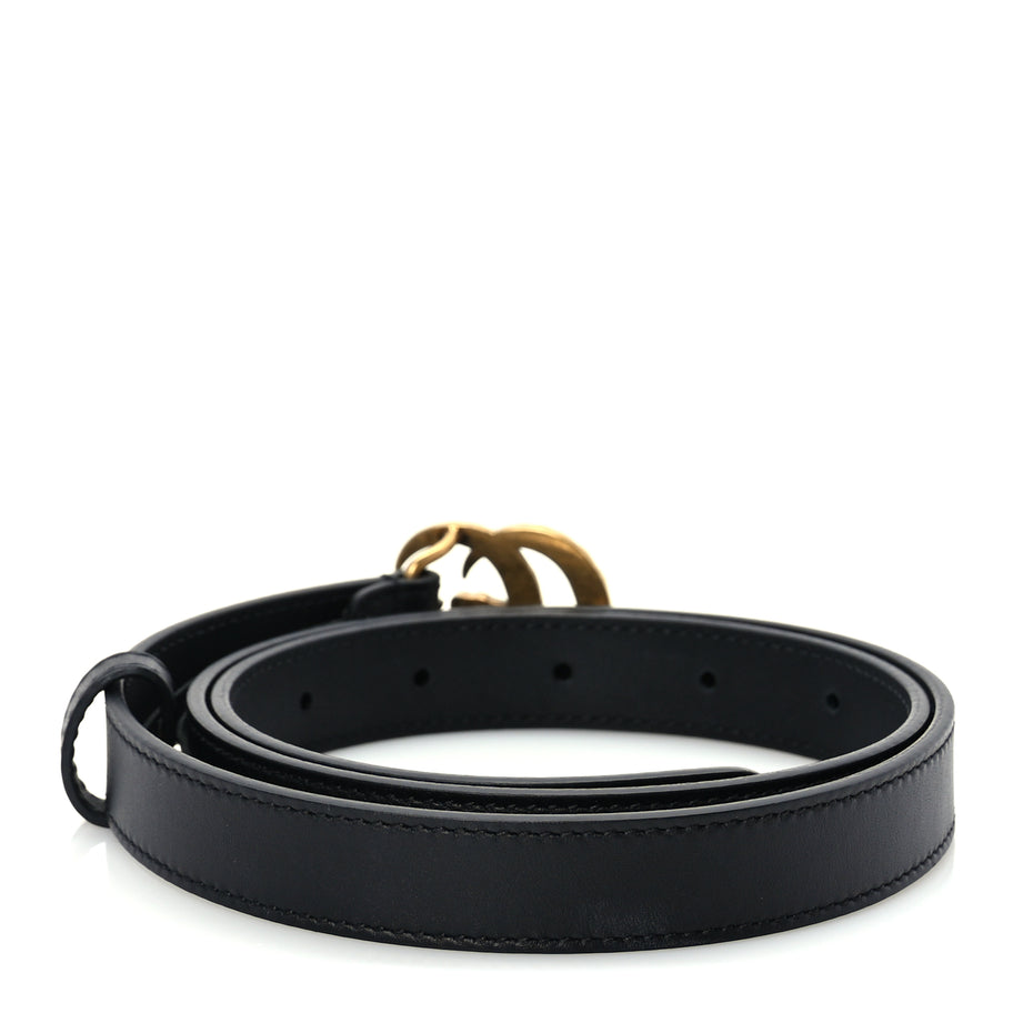 Gucci Moon Calfskin Pearl Double G 20mm Belt 80 32  Black Cream Image 2