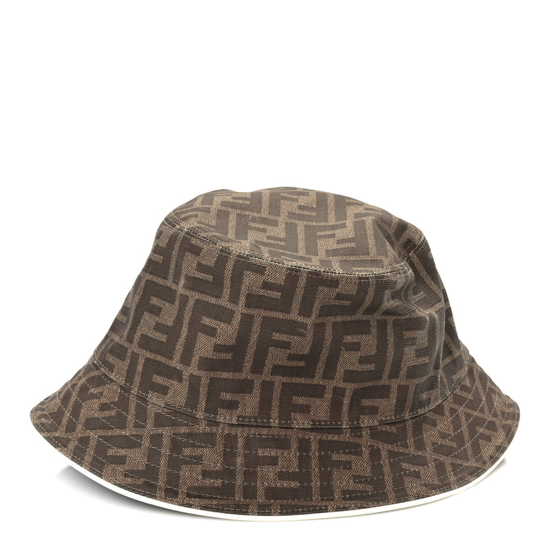 Fendi FENDI Technical Fabric FF Reversible Bucket Hat L Tobacco Beige