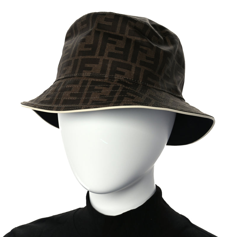  Fendi FENDI Technical Fabric FF Reversible Bucket Hat L Tobacco Beige