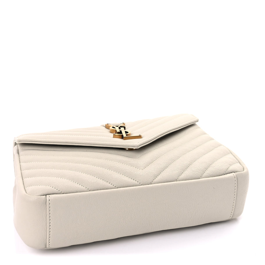 Saint Laurent Sheepskin Matelasse Chevron Monogram Medium College Bag Crema Soft Image 3