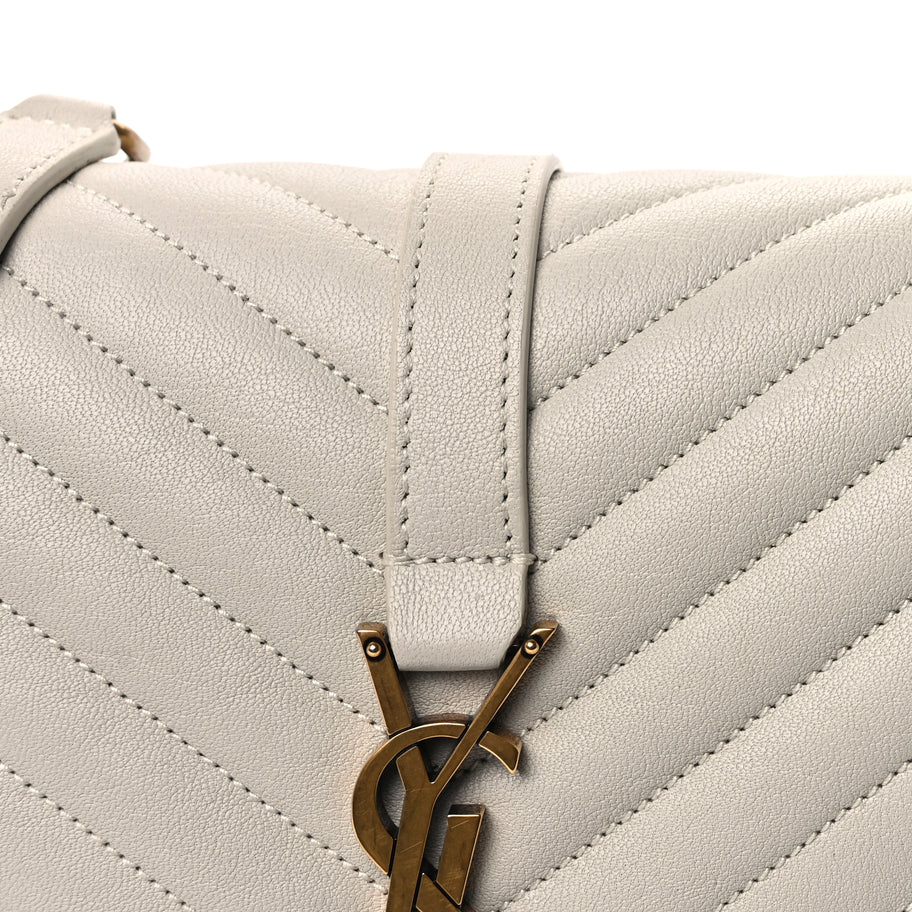 Saint Laurent Sheepskin Matelasse Chevron Monogram Medium College Bag Crema Soft Image 6