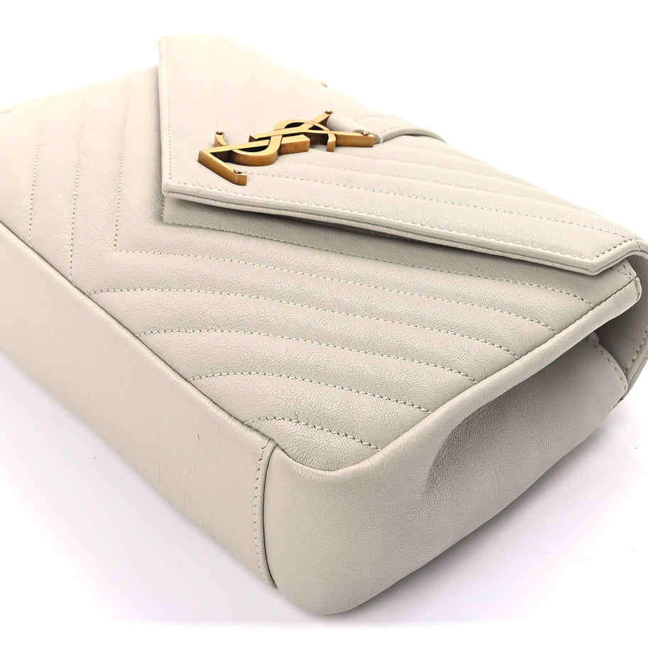 Saint Laurent Sheepskin Matelasse Chevron Monogram Medium College Bag Crema Soft Image 7