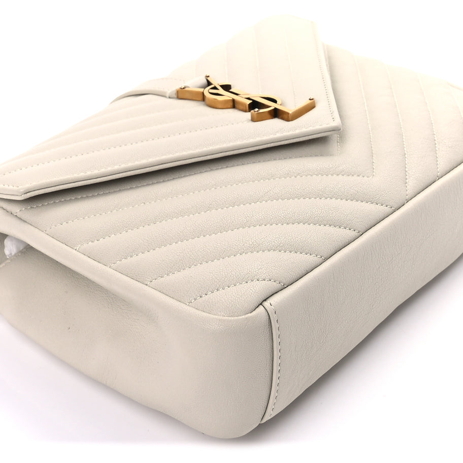 Saint Laurent Sheepskin Matelasse Chevron Monogram Medium College Bag Crema Soft Image 8