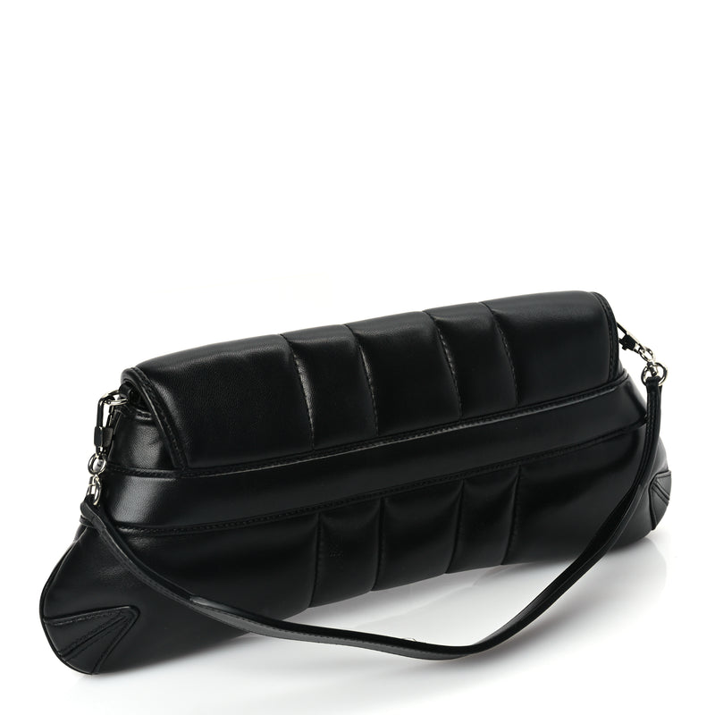  Gucci Nappa Vertical Matelasse Medium Maxi Horsebit Chain Shoulder Bag Black