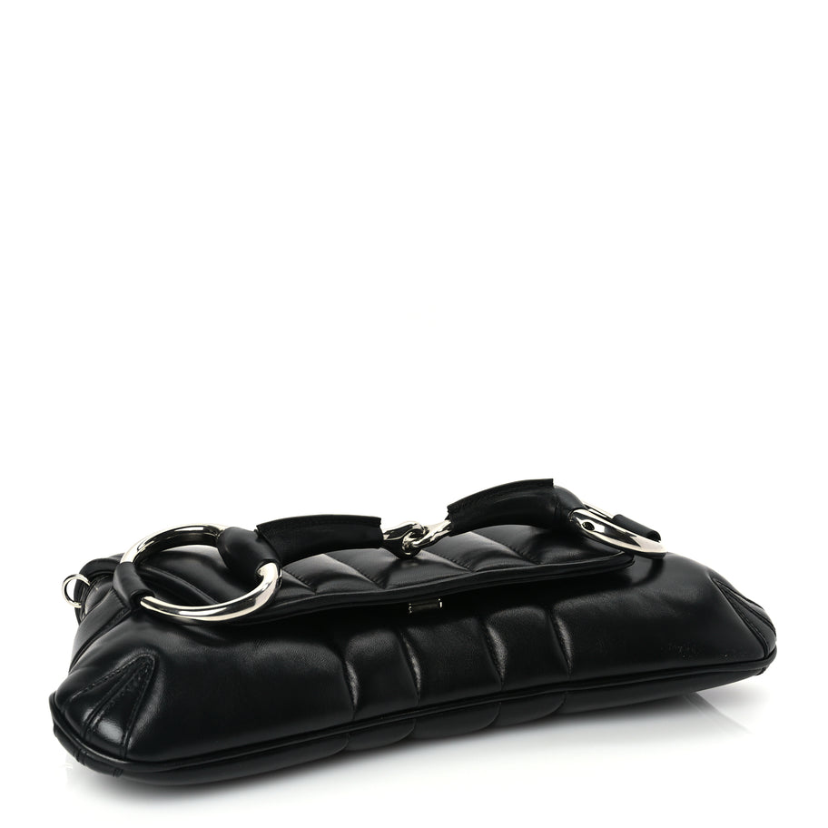 Gucci Nappa Vertical Matelasse Medium Maxi Horsebit Chain Shoulder Bag Black Image 3