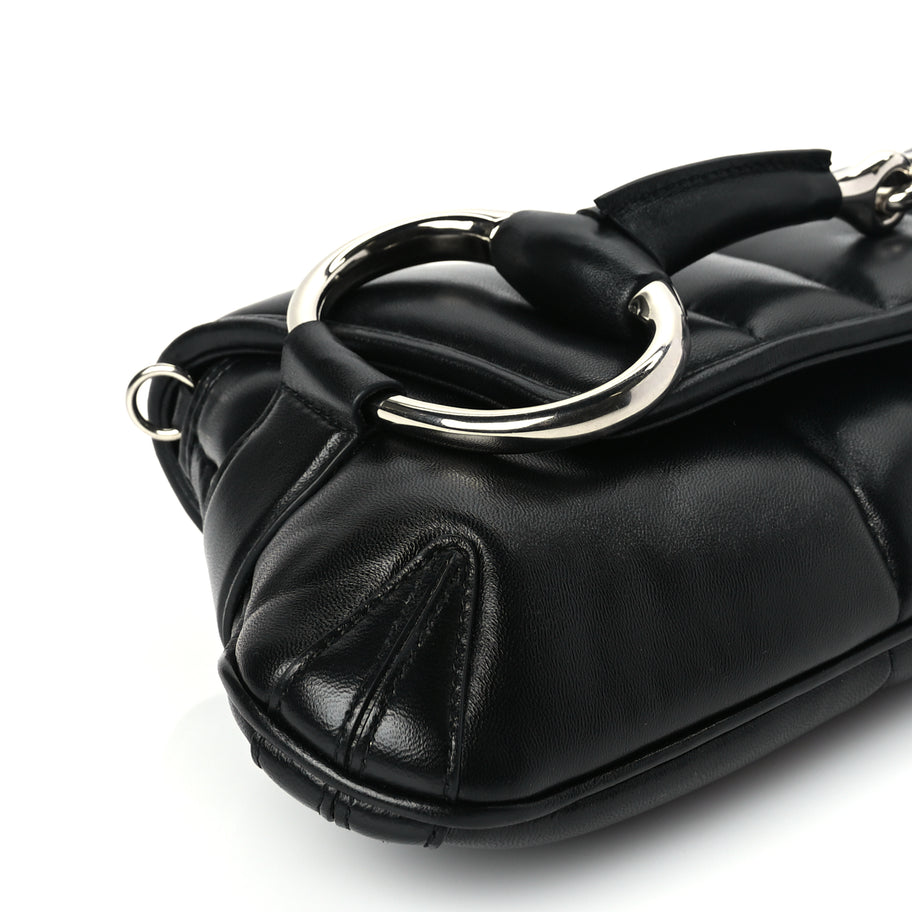 Gucci Nappa Vertical Matelasse Medium Maxi Horsebit Chain Shoulder Bag Black Image 7