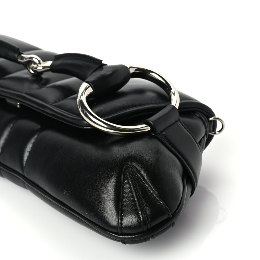 Gucci Nappa Vertical Matelasse Medium Maxi Horsebit Chain Shoulder Bag Black Image 8