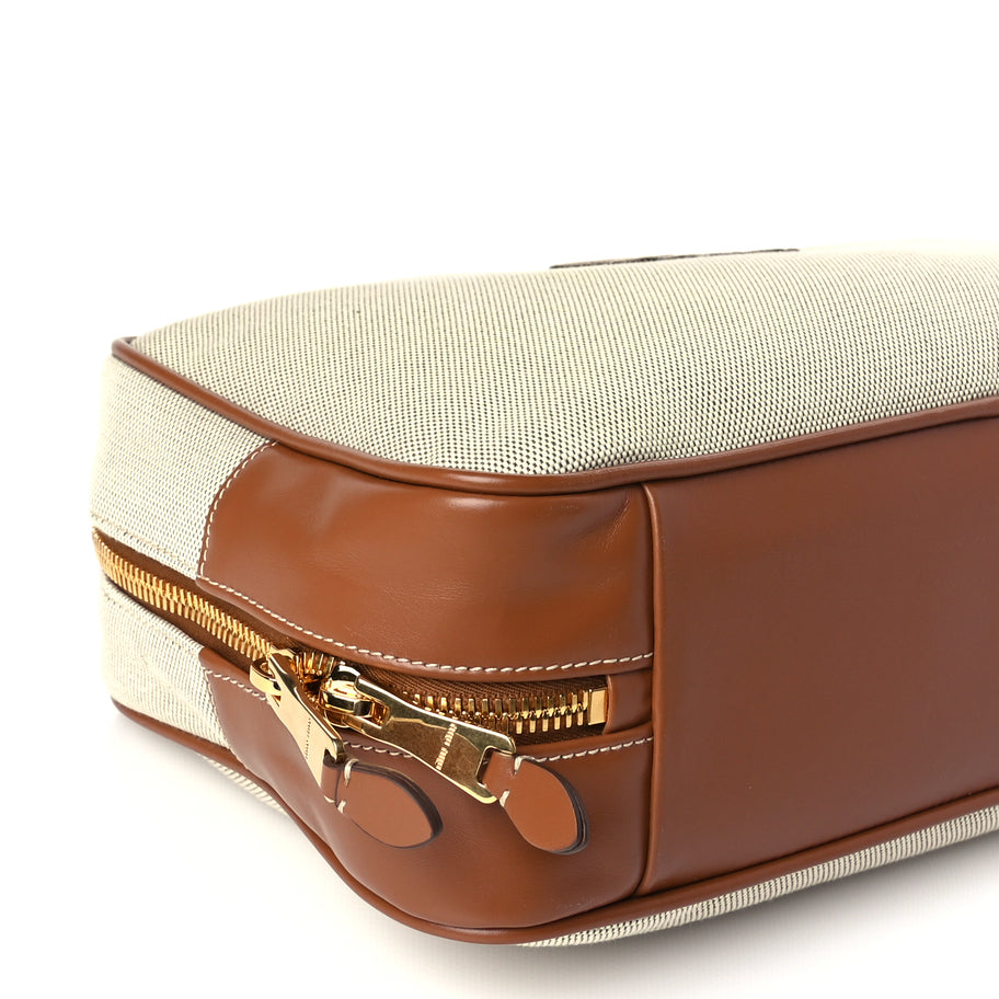 Miu Miu Canvas Calfskin Large Beau Top Handle Bag Naturale Brandy Image 7