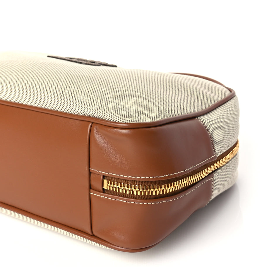 Miu Miu Canvas Calfskin Large Beau Top Handle Bag Naturale Brandy Image 8