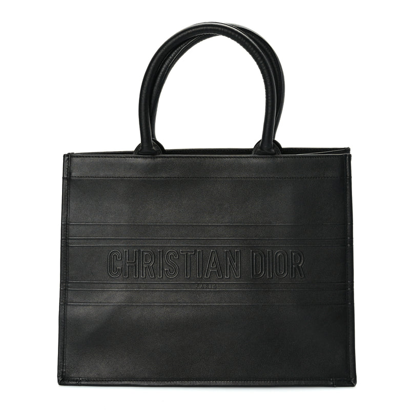  Christian Dior Calfskin Embossed Medium Book Tote Black