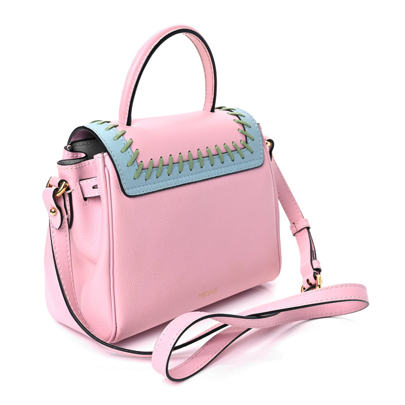  Versace Calfskin Whipstitch La Medusa Top Handle Handbag English Rose English Rose