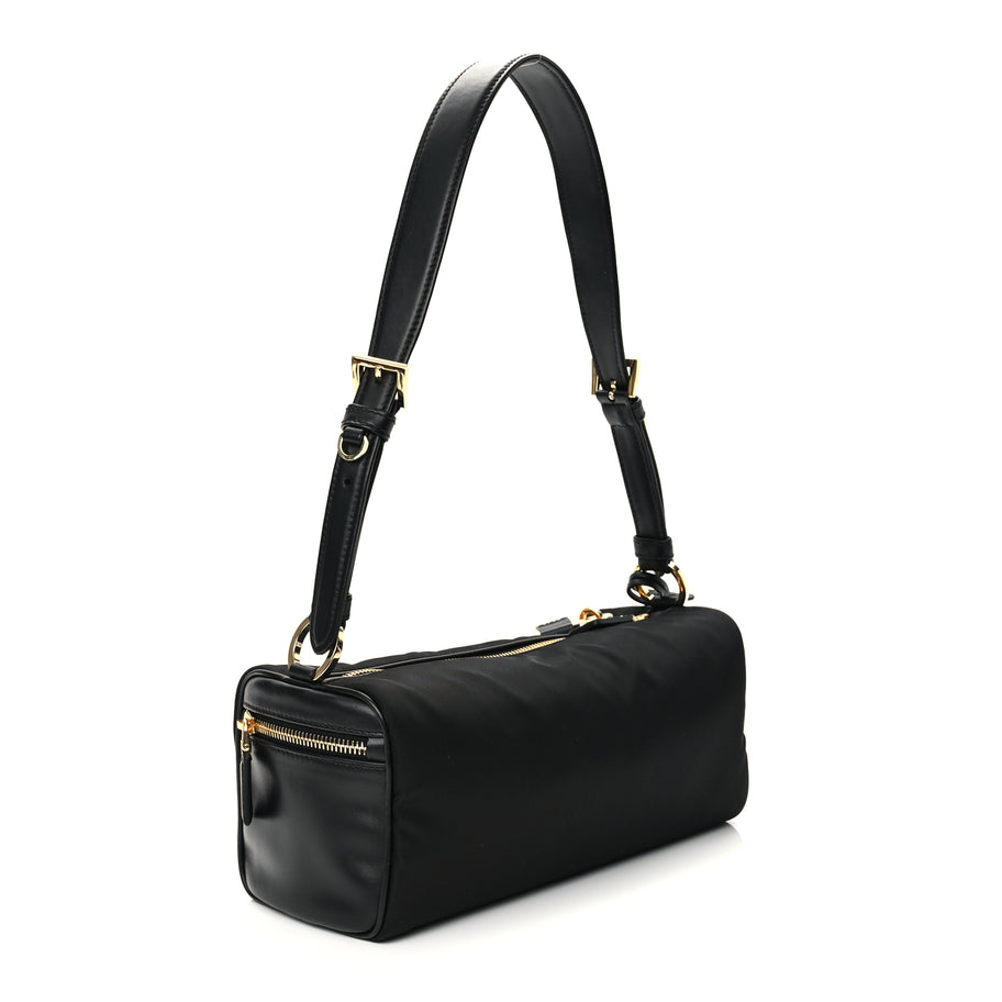 Prada Tessuto Nylon Vitello Medium Padlock Shoulder Bag Black Nero Image 2