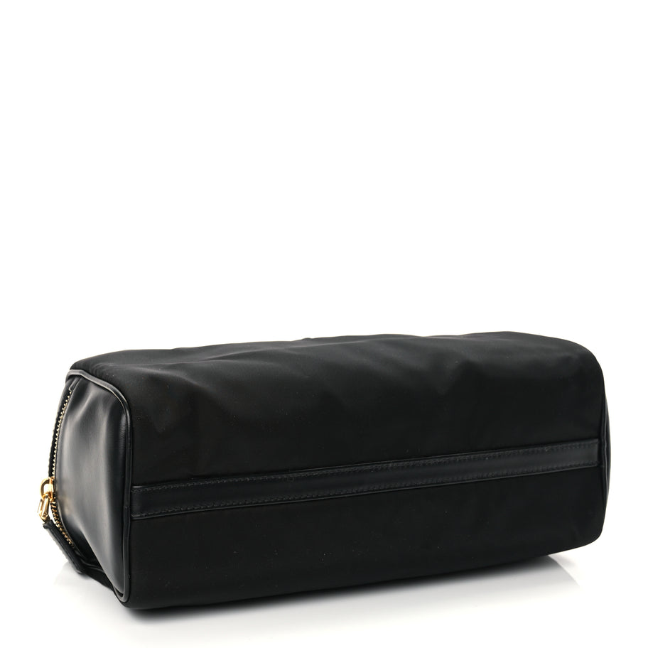 Prada Tessuto Nylon Vitello Medium Padlock Shoulder Bag Black Nero