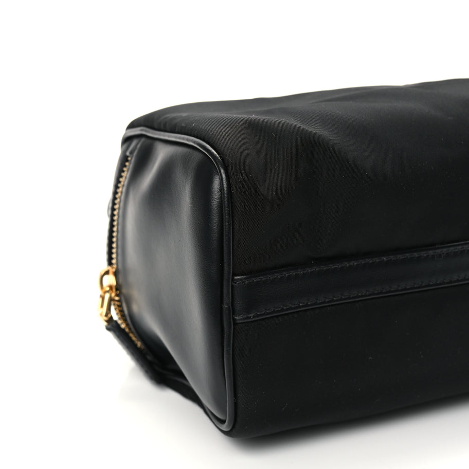 Prada Tessuto Nylon Vitello Medium Padlock Shoulder Bag Black Nero