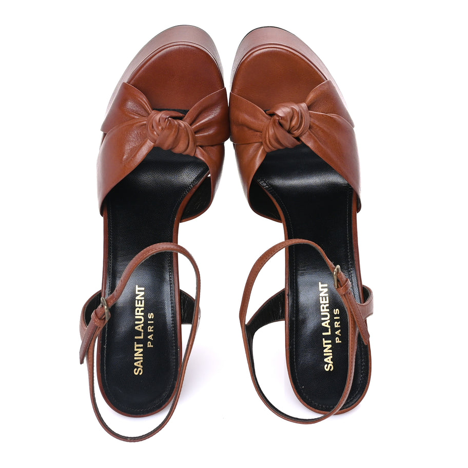 Saint Laurent Vendome Bianca 85 Platform Sandals 39 Cognac Image 5