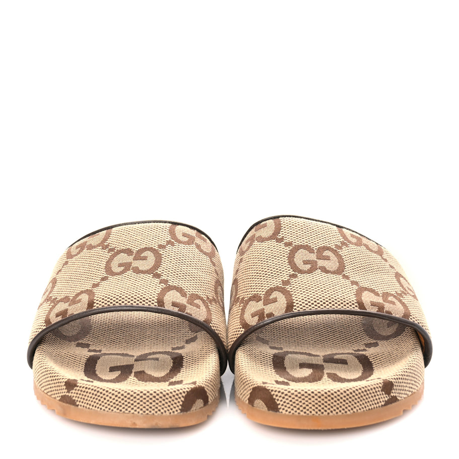 Gucci Monogram Jumbo GG Mens Slide Sandals 40 Camel Ebony Image 3