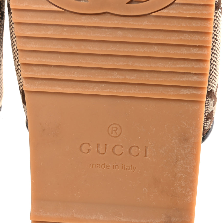Gucci Monogram Jumbo GG Mens Slide Sandals 40 Camel Ebony Image 7