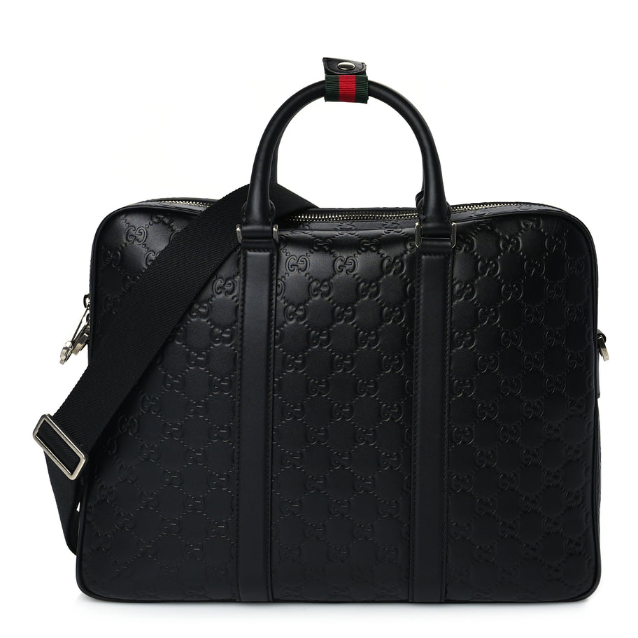 Gucci Calfskin GG Emblem Large Briefcase Black Image 1